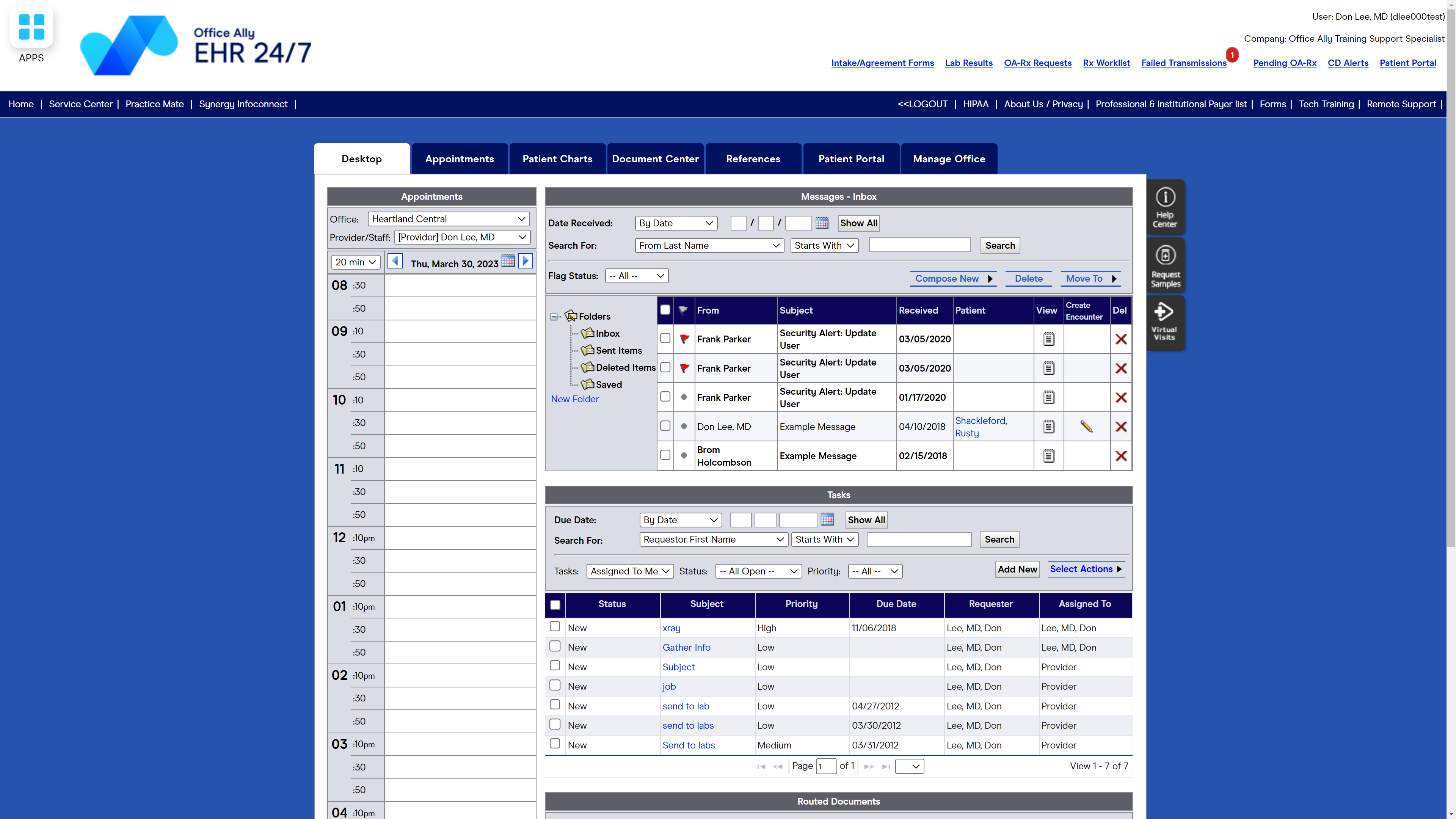 screenshot of EHR 24/7